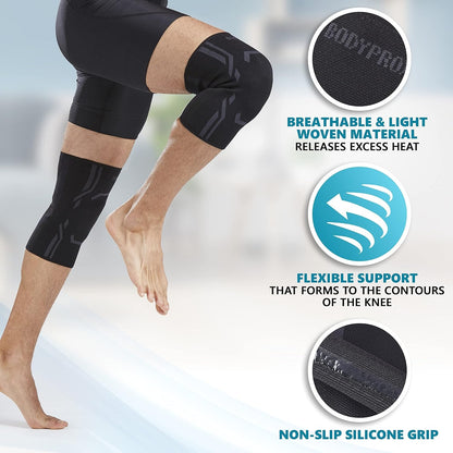 Knee Compression Sleeve for Men and Women (2 Pack), Knee Support Brace for Running and Work out