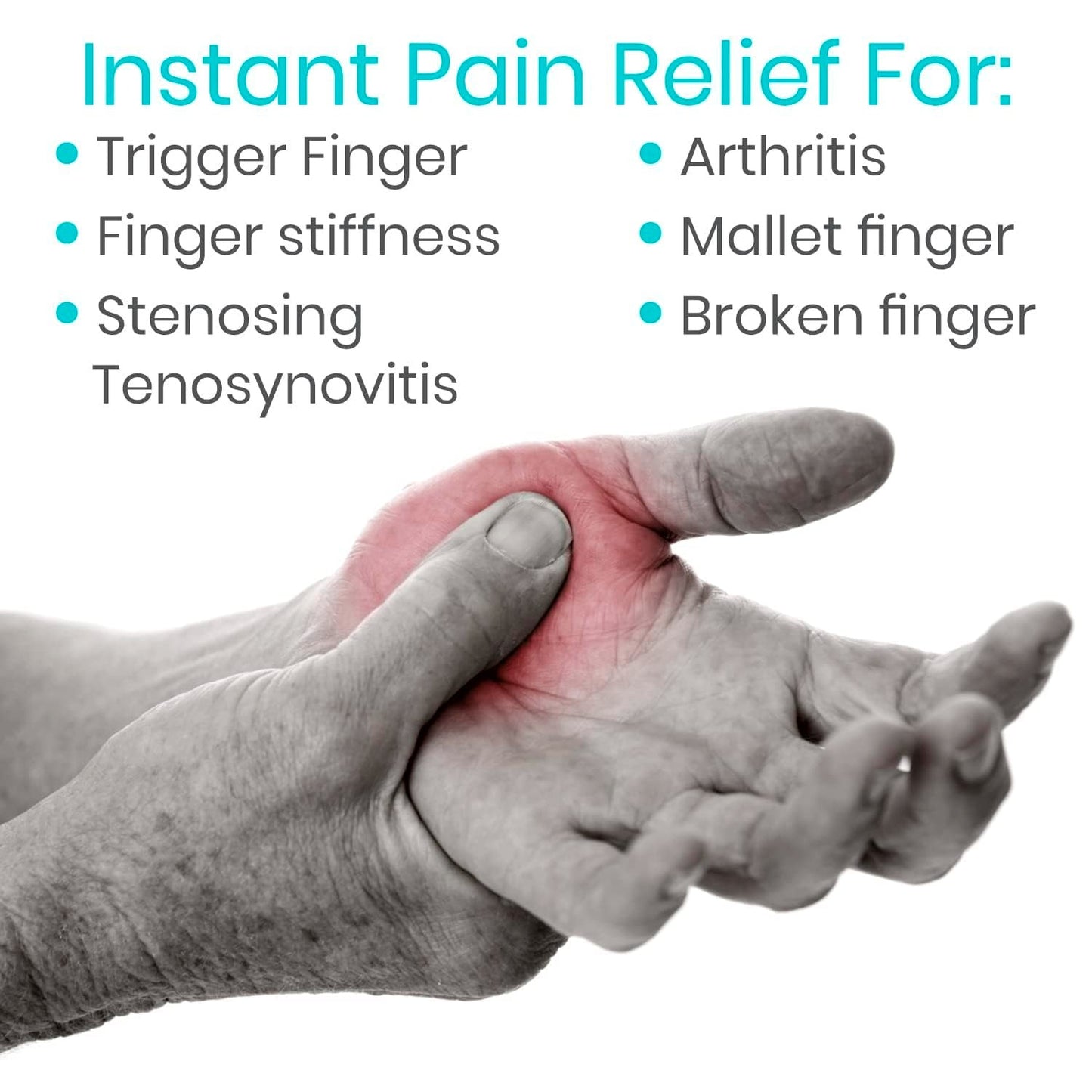 Finger Splint - Universal Finger Straightener - Broken and Trigger Finger Splints - Brace for Arthritis Pain and Support - Sprain Relief for Middle, Index, Ring, Pinky Fingers (Black)