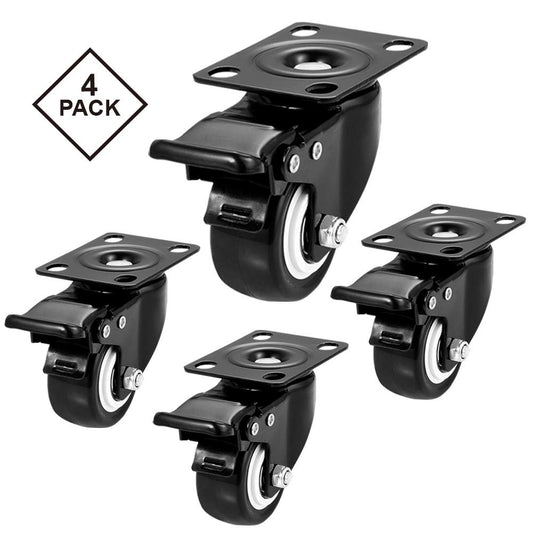2" Swivel Casters Set of 4, Heavy Duty Locking Casters with Brakes