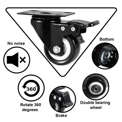 2" Caster Wheels Set of 4, Heavy Duty Casters with Brake