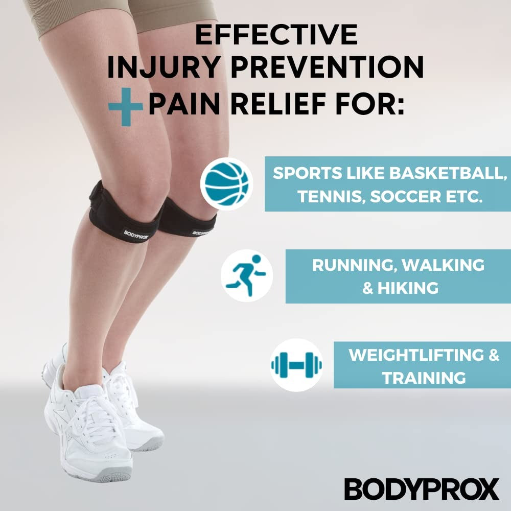 Patella Tendon Knee Strap 2 Pack, Knee Pain Relief Support Brace | Hiking, Soccer, Basketball, Running, Jumpers Knee, Tennis, Tendonitis, Volleyball & Squats