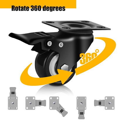 2" Caster Wheels, Casters Set of 4 Heavy Duty but Silent, Excellent Locking Casters with Polyurethane (PU) Wheels