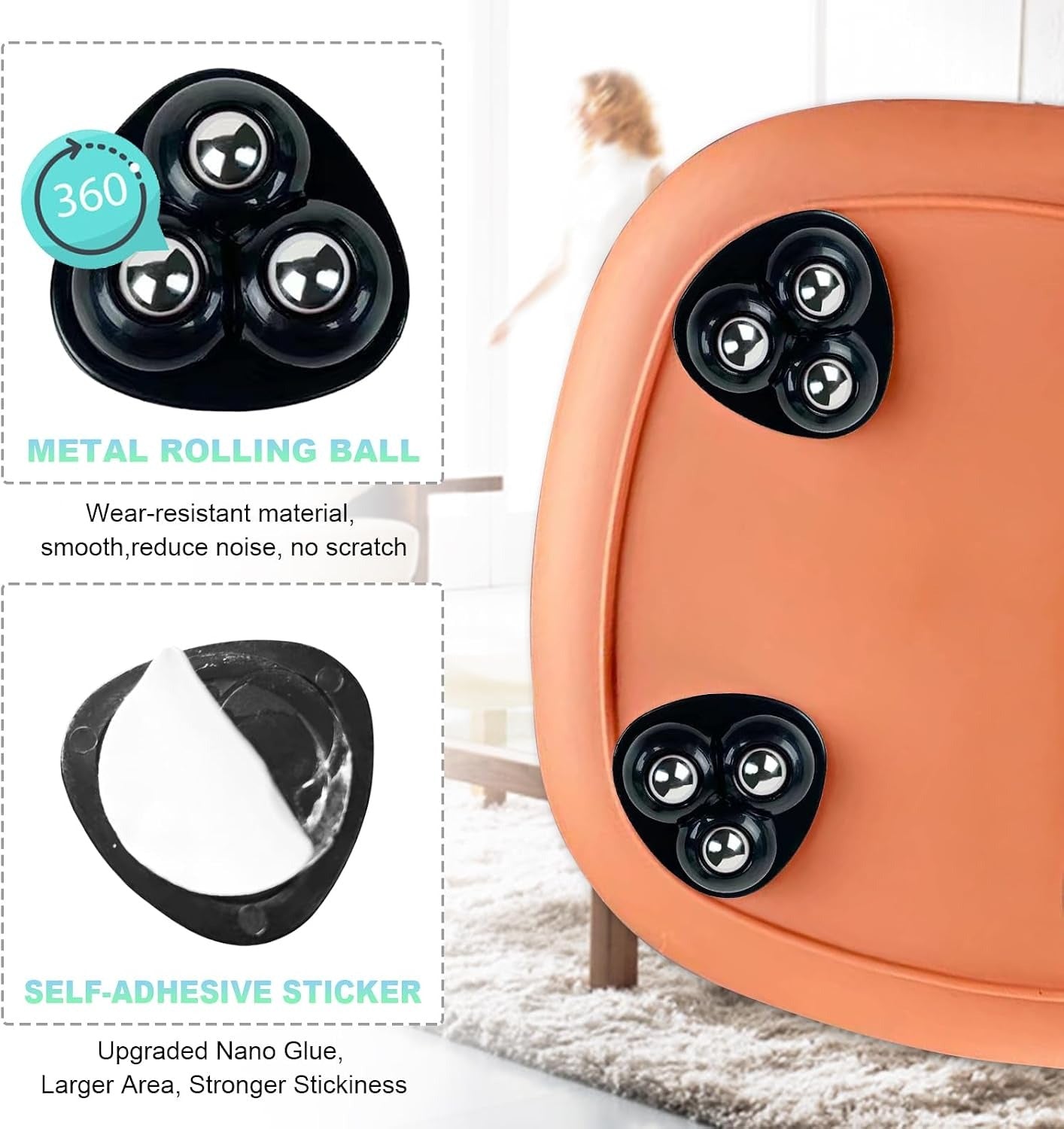 Self Adhesive Appliance Sliders 8 Pack Kitchen & Furniture Rollers