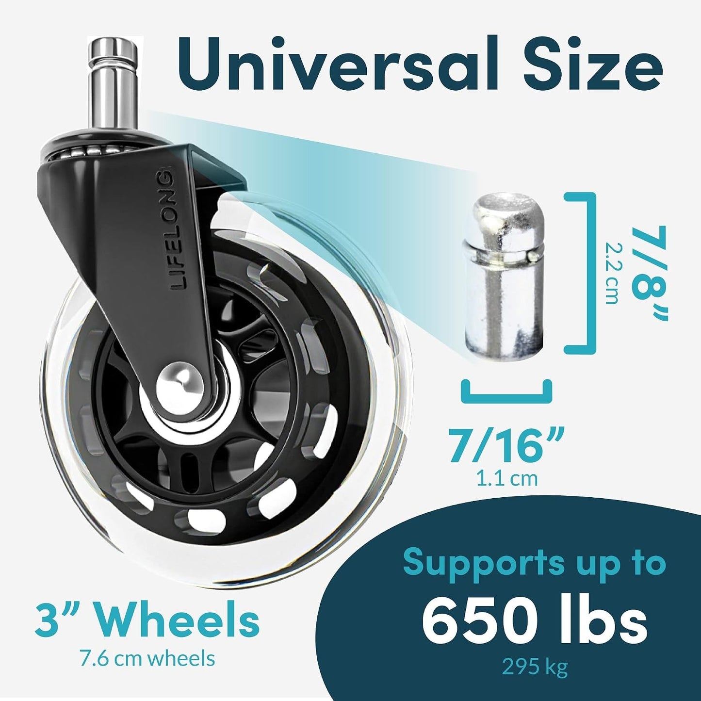 Original Office Chair Wheels  Replacement Rubber Chair Casters for Hardwood Floors and Carpet