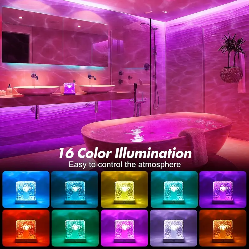 Ocean Wave Shower Light – 16-Color Rechargeable Projector Lamp with Remote