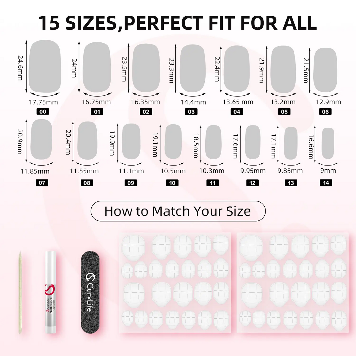CurvLife 30-Piece Short Squoval Press-On Nails