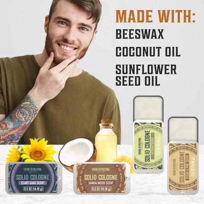Solid Cologne for Men – Travel Size Tins | Alcohol-Free Balm | Multiple Scents