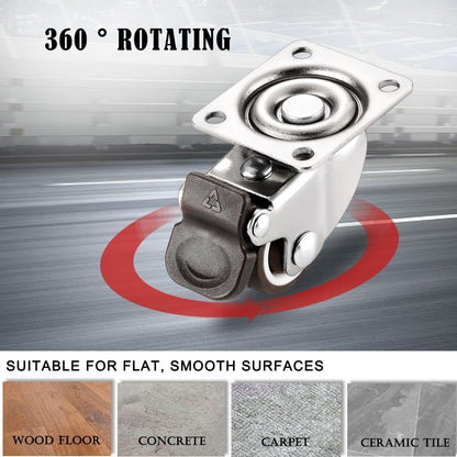 Small Caster Wheels 1 Inch, Low Profile 360 Degree Swivel Casters Set of 4