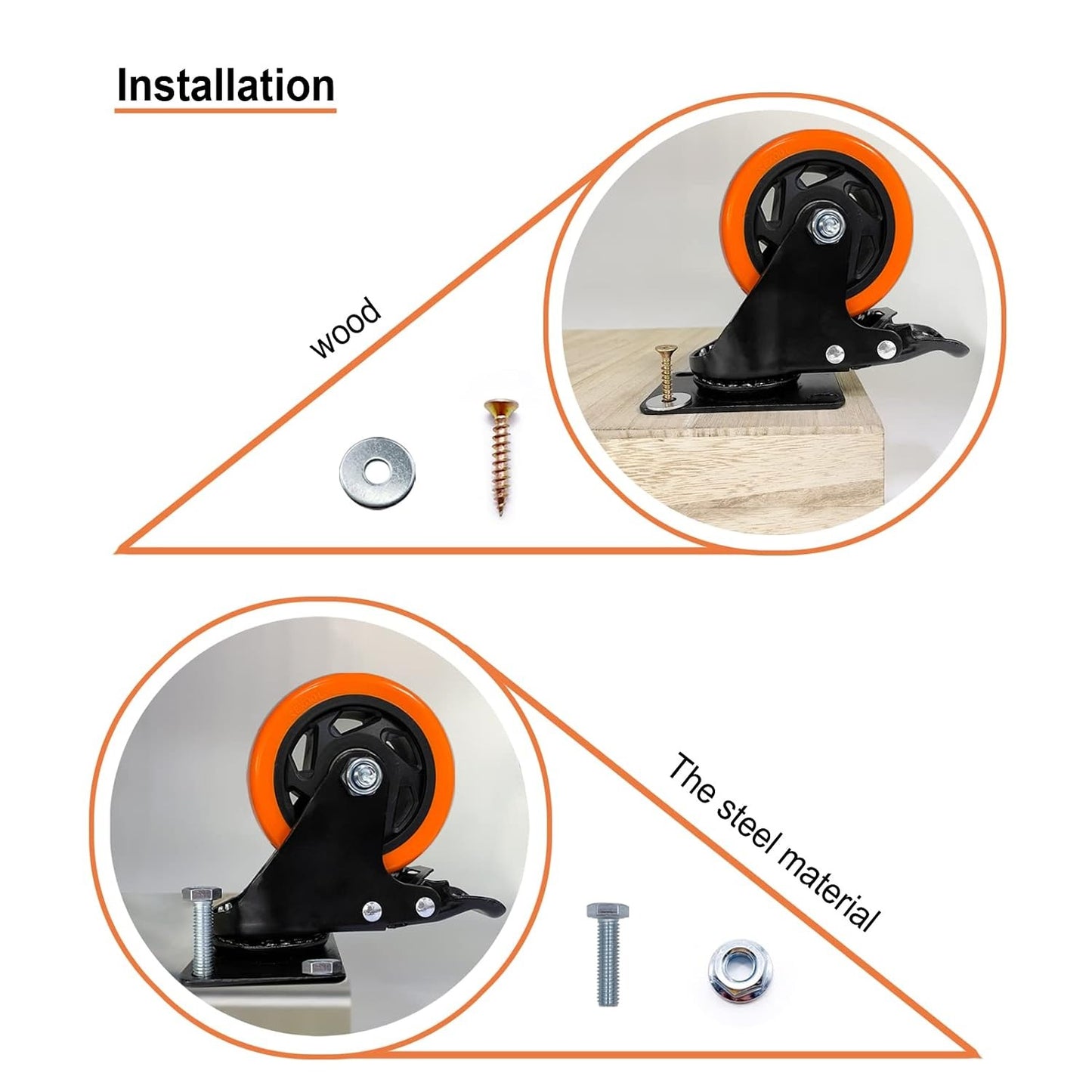 4" Caster Wheels, Casters Set of 4 Heavy Duty