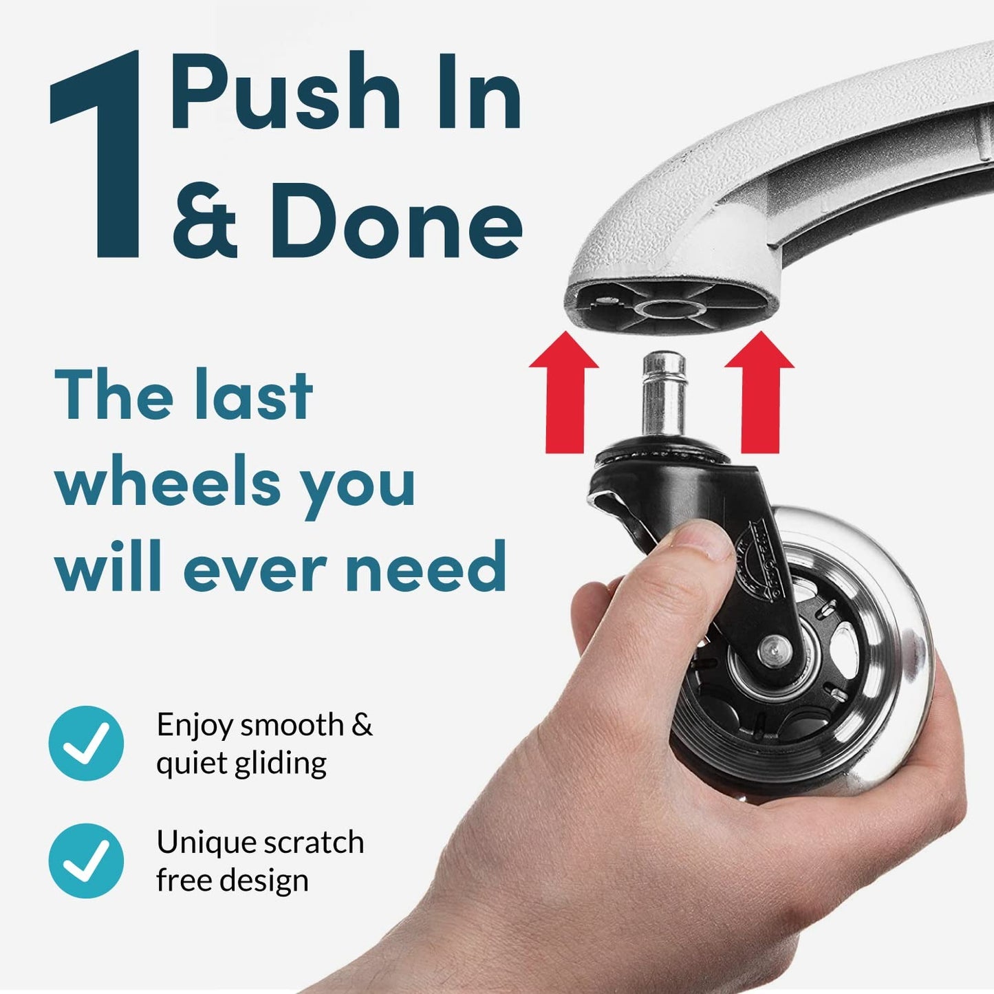 Original Office Chair Wheels  Replacement Rubber Chair Casters for Hardwood Floors and Carpet