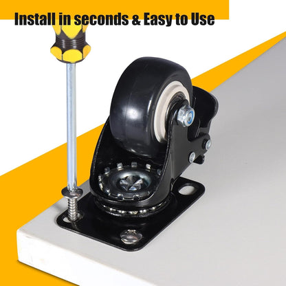 2" Caster Wheels, Casters Set of 4 Heavy Duty but Silent, Excellent Locking Casters with Polyurethane (PU) Wheels