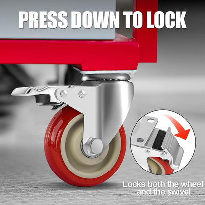 4 Inch Heavy Duty Swivel Caster Wheels with Brake, Set of 4