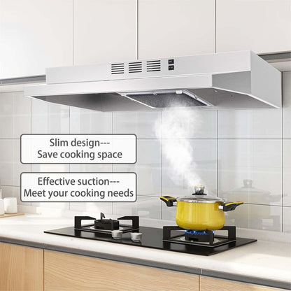 30 inch Range Hood Ducted/Ductless Convertible Stainless Steel Range Hood Under Cabinet with Rocker Button Control,Vent Hood with LED Light,2 Speed Exhaust Fan,Under Cabinet Hood,Silver