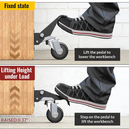 Retractable Casters Heavy Duty Casters with Lifting and Lowering Function Maximum Load of 700 lbs (4 casters) for Workbenches or Other Equipment