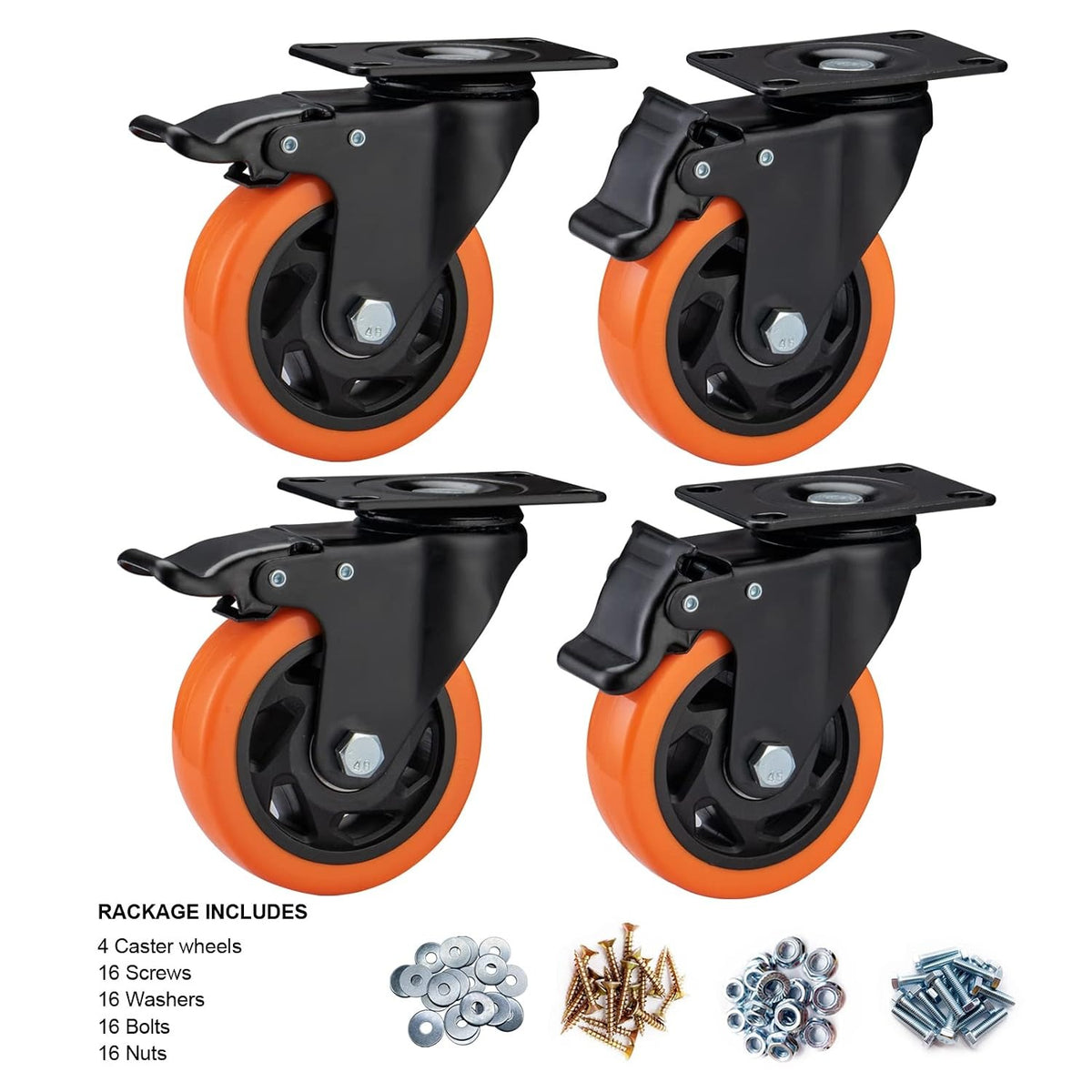 4" Caster Wheels, Casters Set of 4 Heavy Duty