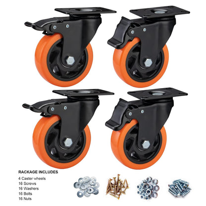 4" Caster Wheels, Casters Set of 4 Heavy Duty