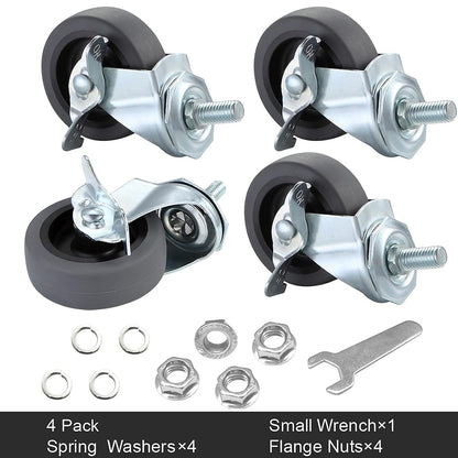 Caster Wheels, 3" Locking Swivel Stem Casters Set of 4