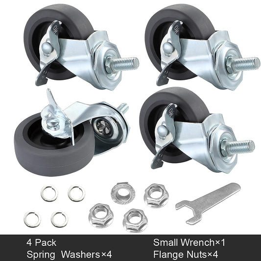 Caster Wheels, 3" Locking Swivel Stem Casters Set of 4