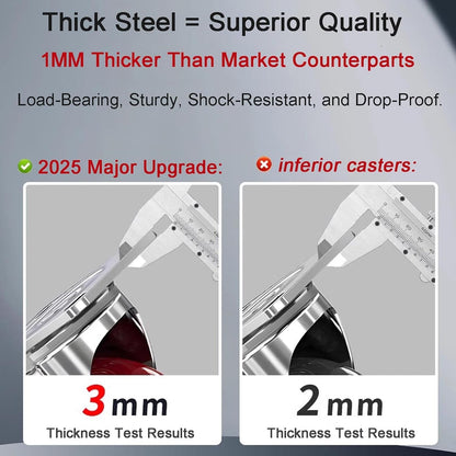 4 inch Casters Load 2400lbs -Includes 2 Sets of Adaptive Screws -Lockable Bearing Plate Heavy Duty Caster with Brakes