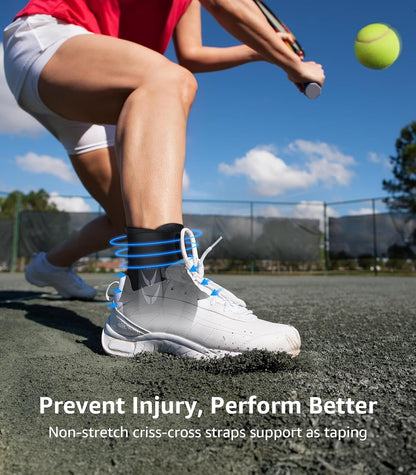 Slim-Fit Ankle Brace for Sprained Ankle, Quick Lace Up Ankle Support for Women Men with 2 Auto-Shaped Pads, Air Fabric Cool Ankle Stabilizer for Injury Recover, Running,Sports