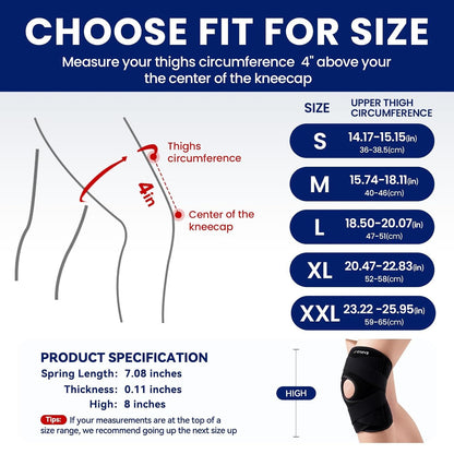 Knee Brace for Pain Relief & Meniscus Tear – Adjustable Support with Patella Gel Pad & Spring Stabilizers