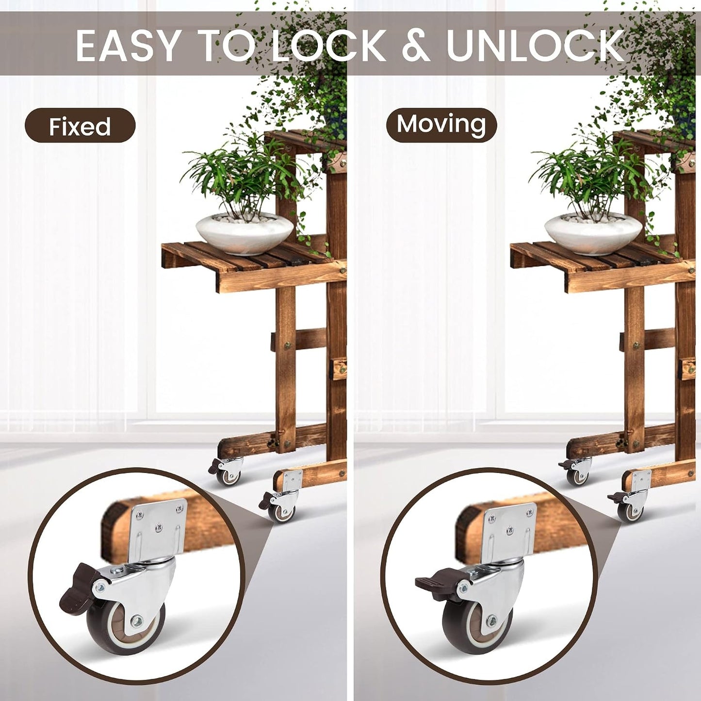 Side Mount Casters 2 Inch L-Shaped Small Rubber Caster Set of 4, Ball Bearing 360 Degree Plate Swivel Castors Wheel 600 LBS