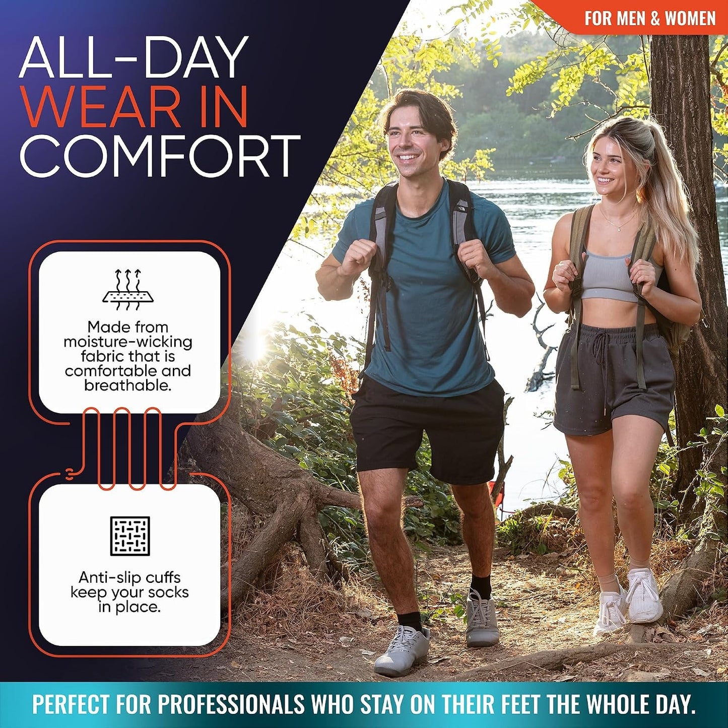 Ankle Brace Socks - Ankle Compression Sleeve - Foot Brace for Women & Men - Tendonitis & Arthritis Ankle Support Sports Running