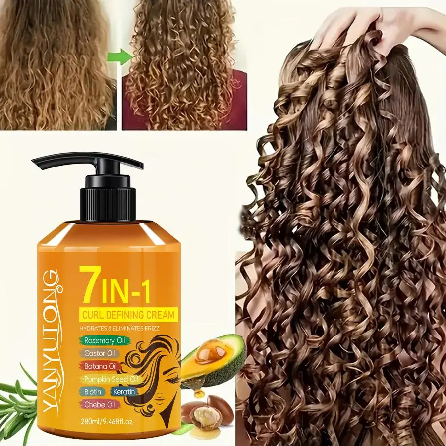 7-in-1 Hair Curling Cream with Argan Oil, Castor Oil & Rosemary