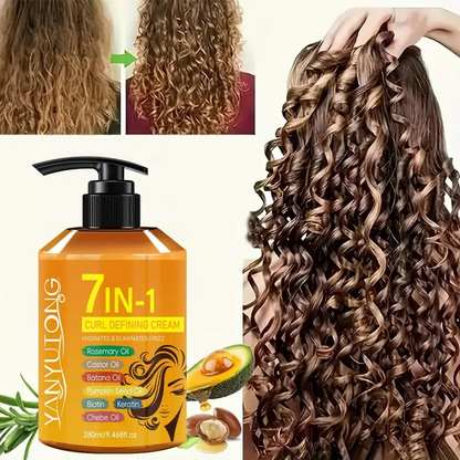 7-in-1 Hair Curling Cream with Argan Oil, Castor Oil & Rosemary