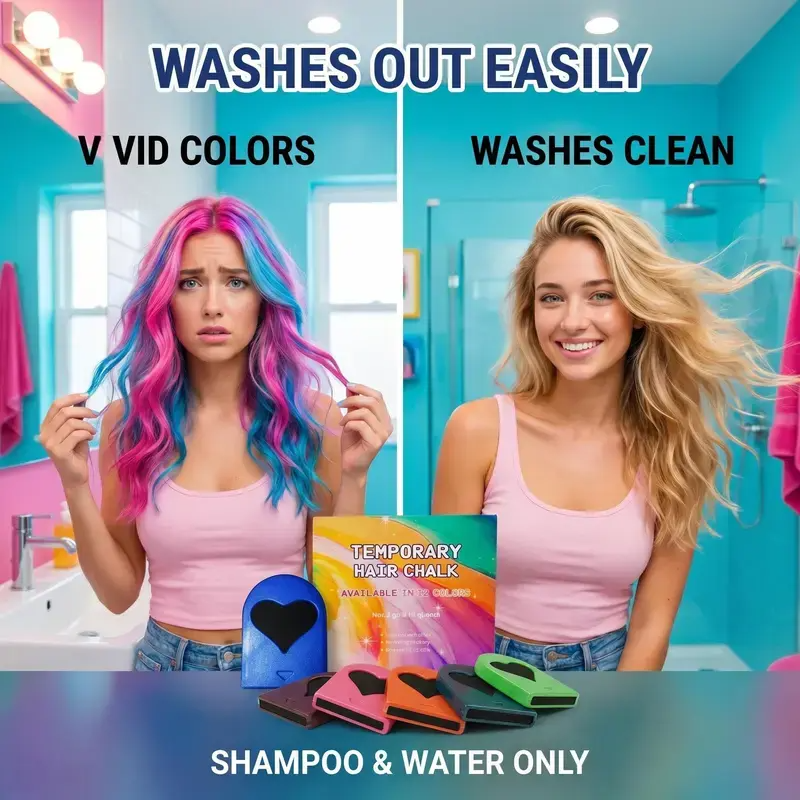 Temporary Hair Chalk & Glitter Set | Washable Color