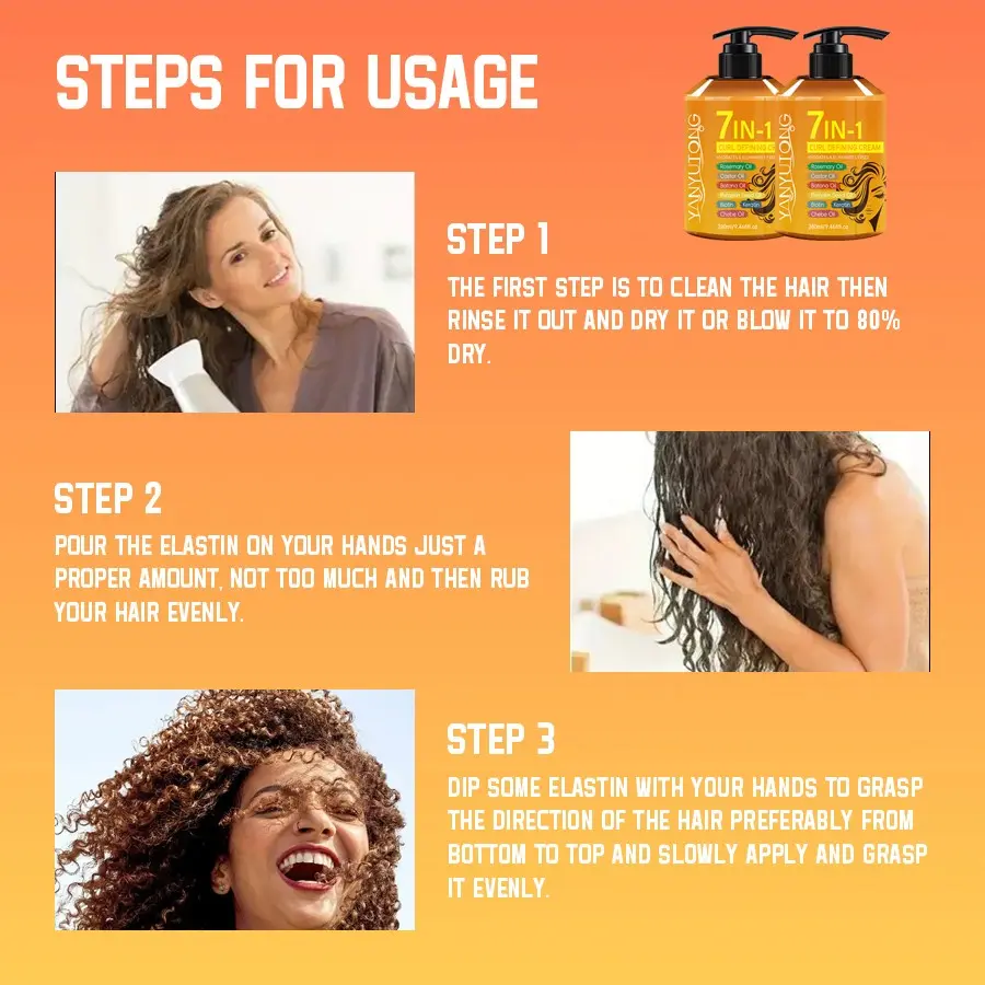 7-in-1 Hair Curling Cream with Argan Oil, Castor Oil & Rosemary