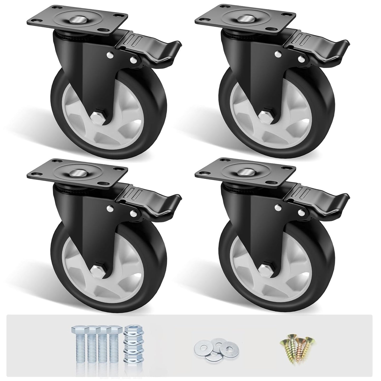 2" Caster Wheels Set of 4, Heavy Duty Casters with Brake