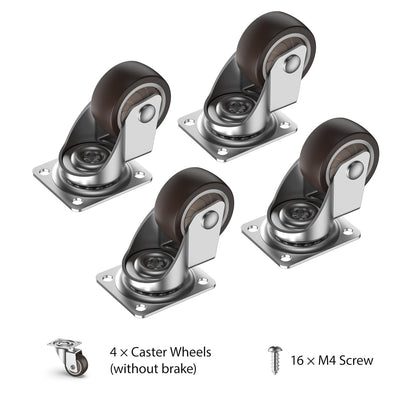 1 inch Small Caster Wheels for Furniture Low Profile Casters Set of 4