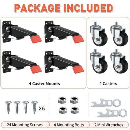 Workbench Casters kit 660 Lbs - Retractable Casters Heavy Duty Bench Caster Wheels Designed