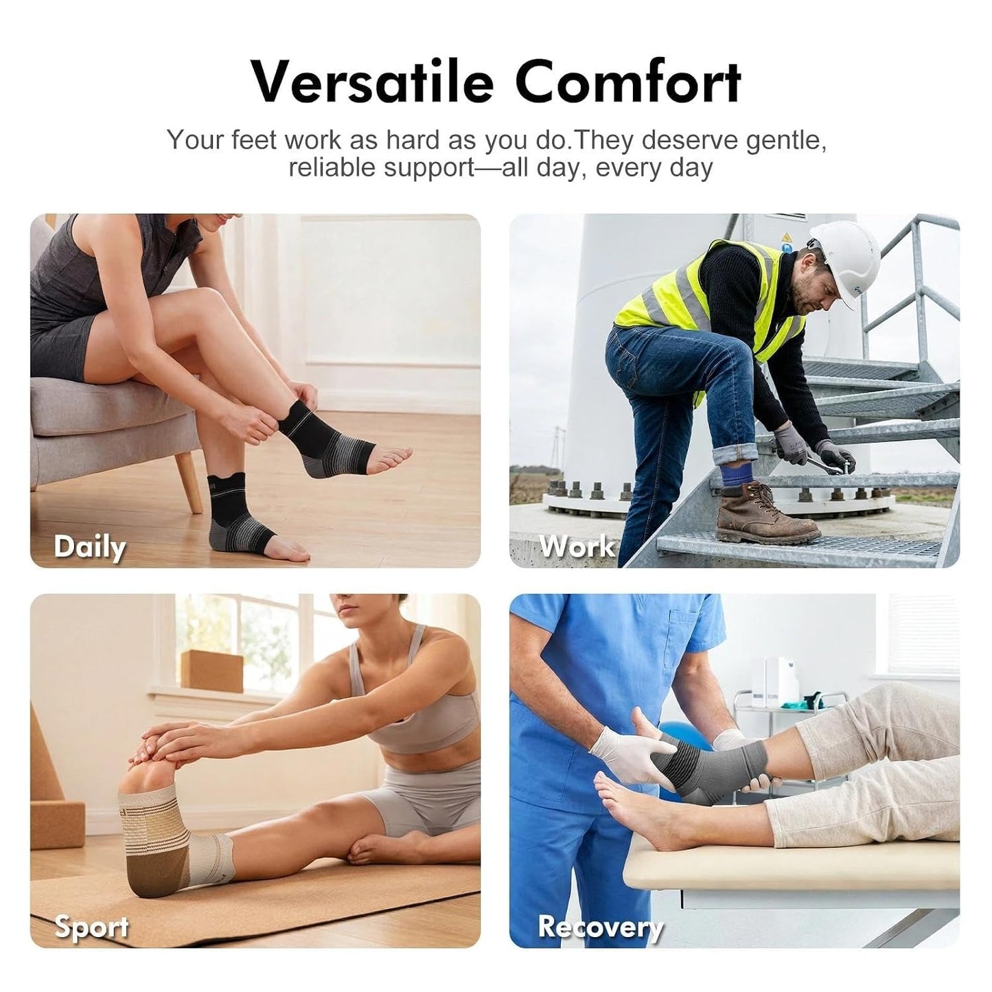 Plantar Fasciitis Socks for Men & Women, Ankle Brace Compression Socks with Arch Support for Achilles Tendonitis, Heel Pain, Swelling & Arthritis Relief, Black