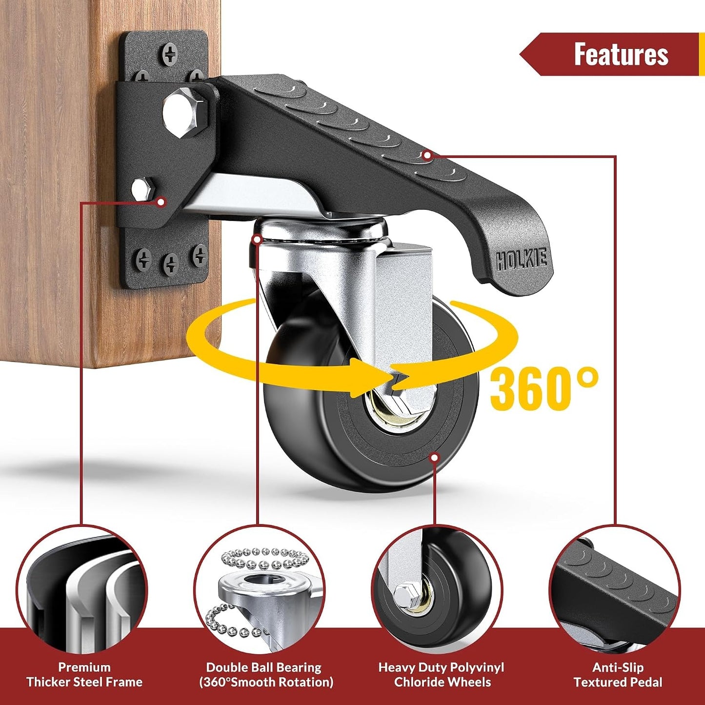 Retractable Casters Heavy Duty Casters with Lifting and Lowering Function Maximum Load of 700 lbs (4 casters) for Workbenches or Other Equipment