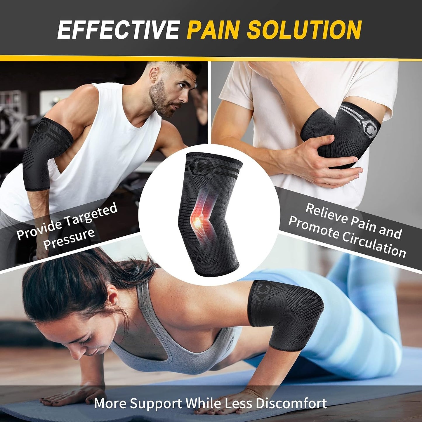 2-Pack Elbow Brace for Tennis Elbow & Tendonitis – Compression Sleeve for Golfer's Elbow, Arthritis & Pain Relief | Men & Women