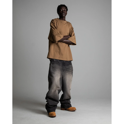7.5oz Heavyweight Oversized Cropped T-Shirt | Streetwear Cotton Tee