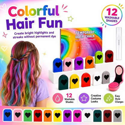 Temporary Hair Chalk & Glitter Set | Washable Color