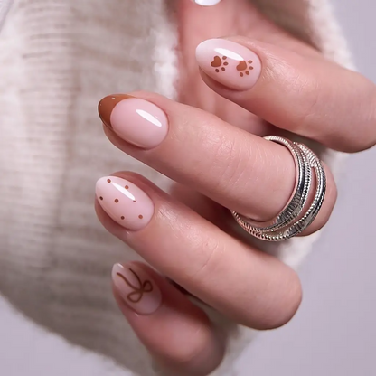 CurvLife 32-Piece Autumn Press-On Nails, Short Reusable Set