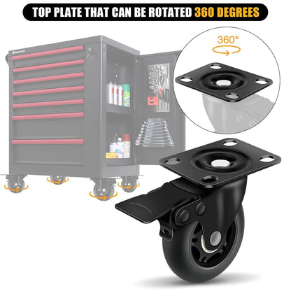 3" Casters Set of 4 ，4 Heavy Duty Quiet Casters, Max Load 2000LBS. Suitable to do Soft Wheels for cart