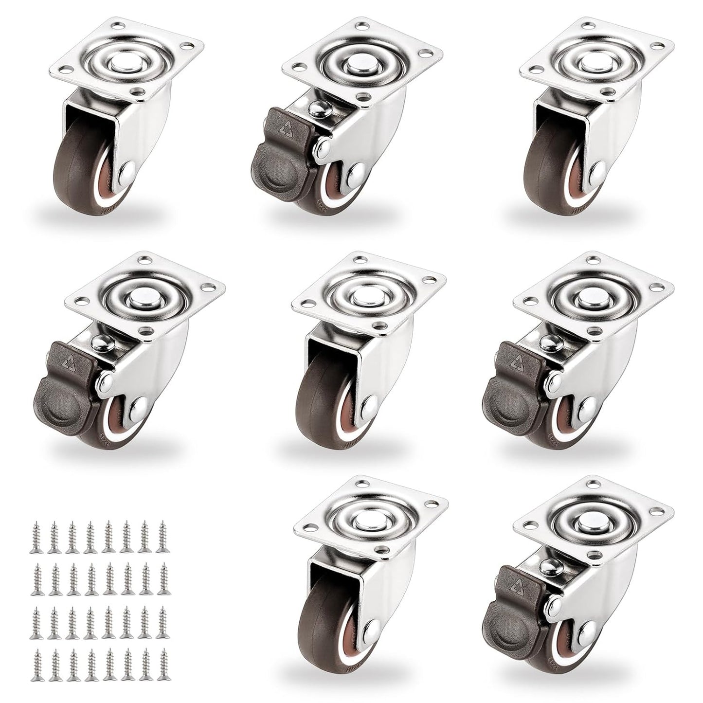 Small Caster Wheels 1 Inch, Low Profile 360 Degree Swivel Casters Set of 4