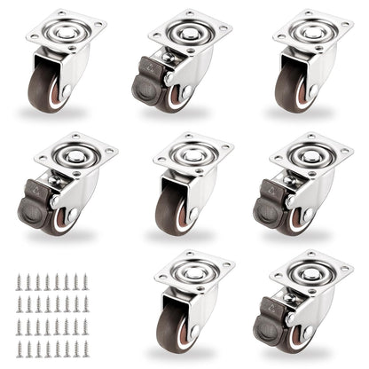 Small Caster Wheels 1 Inch, Low Profile 360 Degree Swivel Casters Set of 4