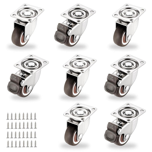 Small Caster Wheels 1 Inch, Low Profile 360 Degree Swivel Casters Set of 4