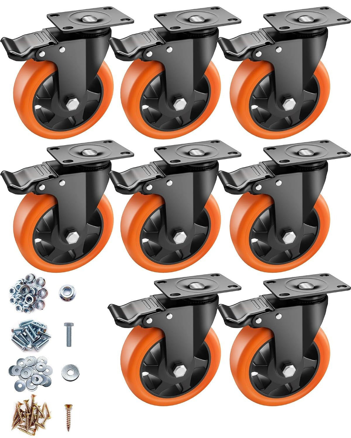 4" Caster Wheels, Casters Set of 4 Heavy Duty