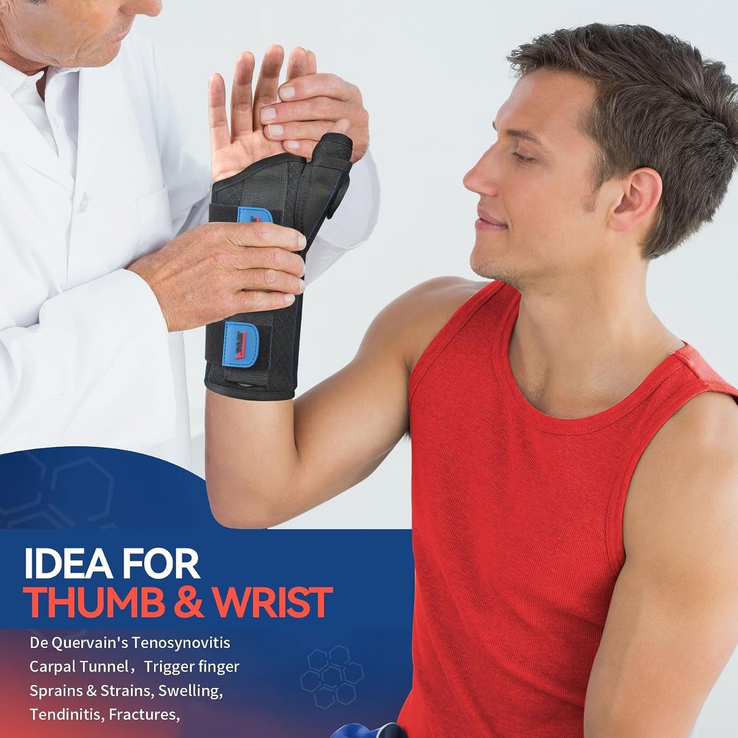 Carpal Tunnel Wrist Brace Night Support, Thumb Spica Splint Right Hand for De Quervains Tenosynovitis