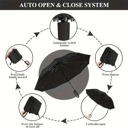 Automatic Folding Umbrella – Windproof & Waterproof | Compact Travel Umbrella for Men & Women