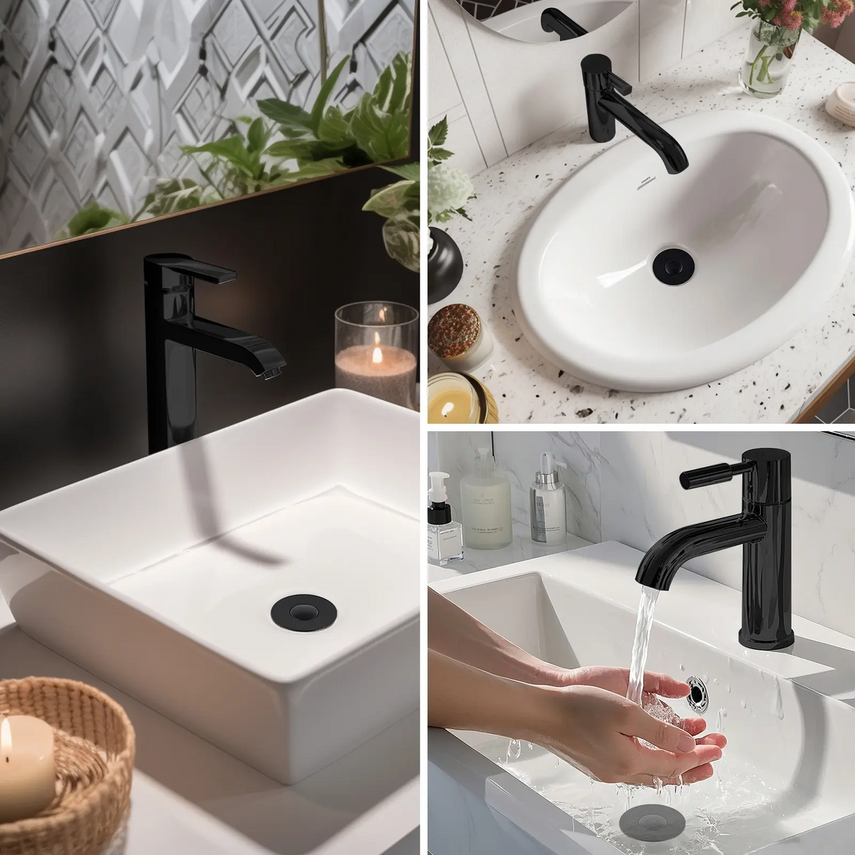 3-in-1 Bathroom Sink Drain Strainer – Pop-Up Stopper with Removable Stainless Steel Basket