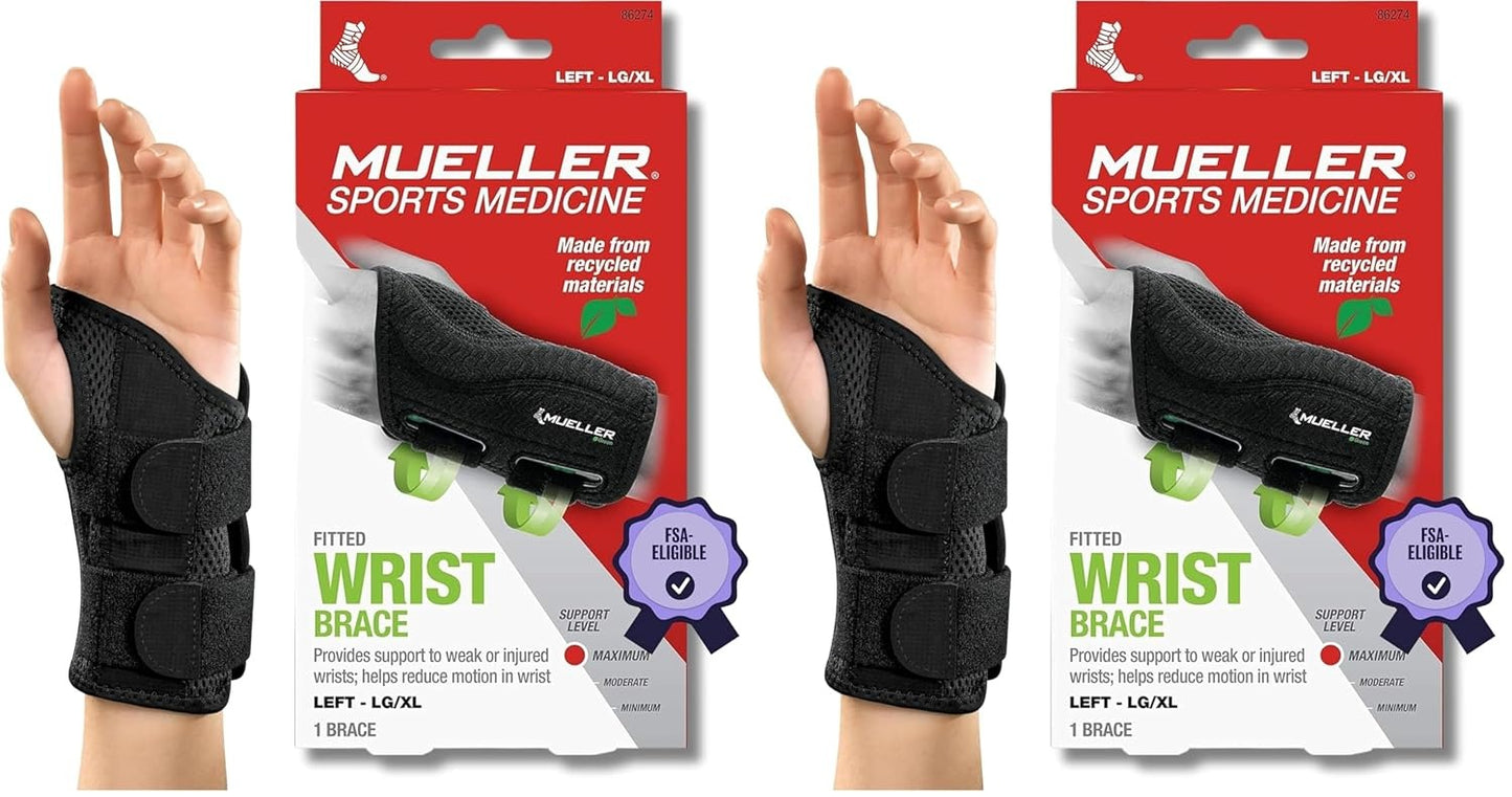 Green Fitted Wrist Brace for Men and Women, Wrist Pain Relief Support, Ideal for Carpal Tunnel, Tendonitis, Arthritis, Right Hand, Black