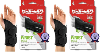 Green Fitted Wrist Brace for Men and Women, Wrist Pain Relief Support, Ideal for Carpal Tunnel, Tendonitis, Arthritis, Right Hand, Black